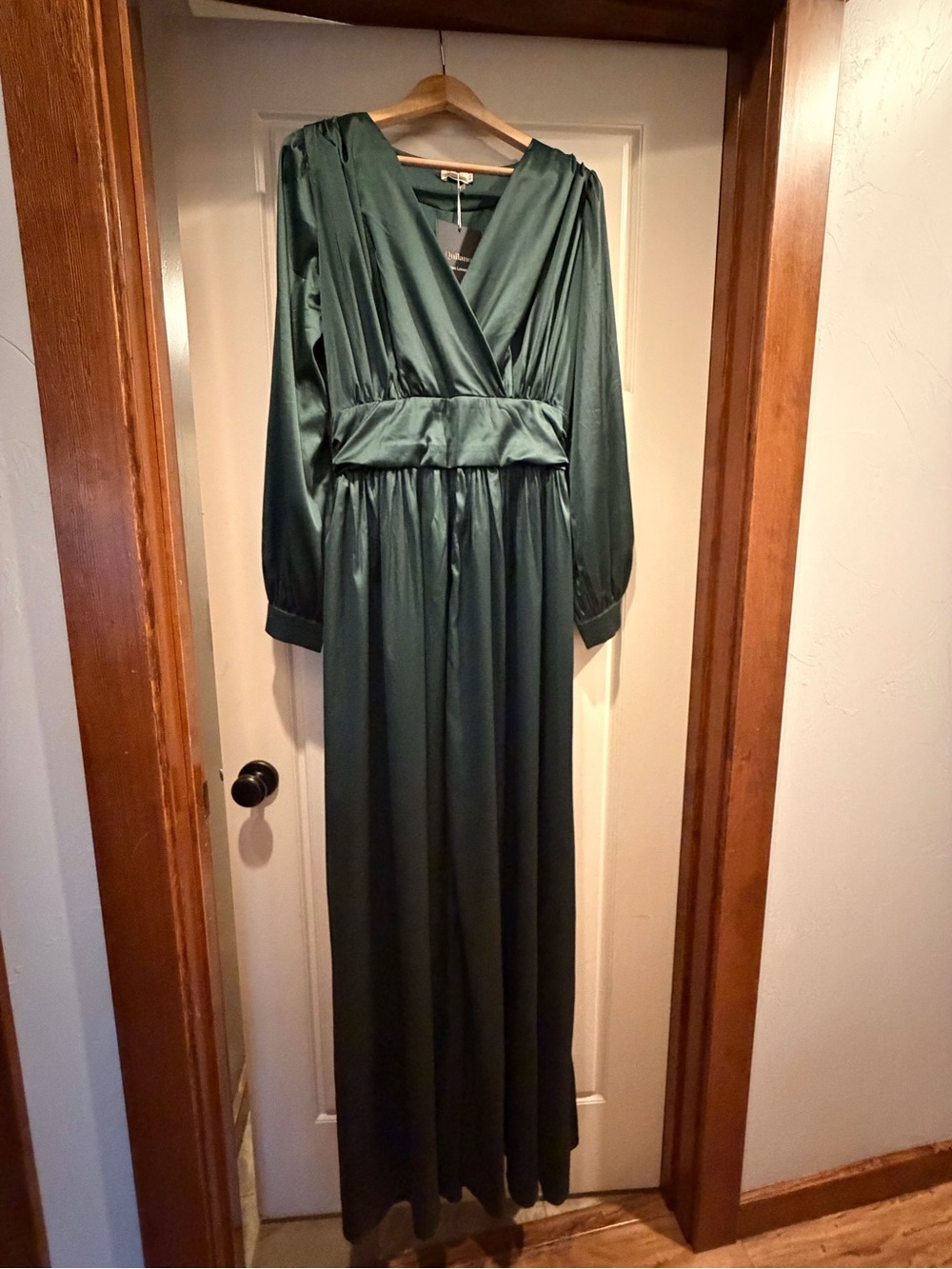 NWT Emerald Green Long Sleeve Wrap Maxi Dress - XL